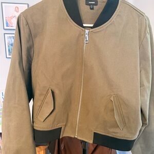 Express Khaki Green Jacket with Black Collar